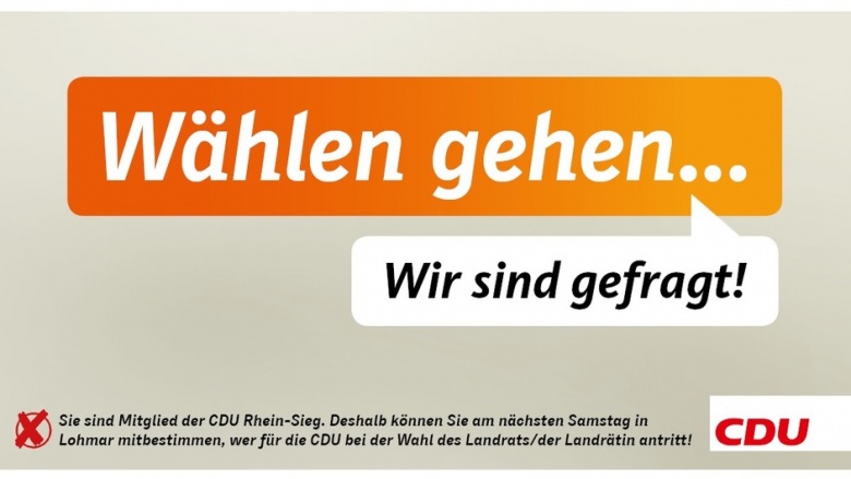 Alle CDU-Mitglieder im Rhein-Sieg-Kreis wählen ihren oder ihre Landratskandidaten/in Alle CDU-Mitglieder im Rhein-Sieg-Kreis wählen ihren oder ihre Landratskandidaten/in