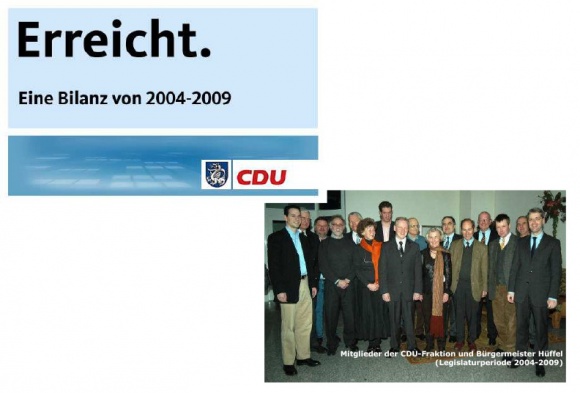 Bilanz der CDU-Ratsfraktion von 2004 bis 2009: Viel erreicht. Noch viel zu tun für Wachtberg.