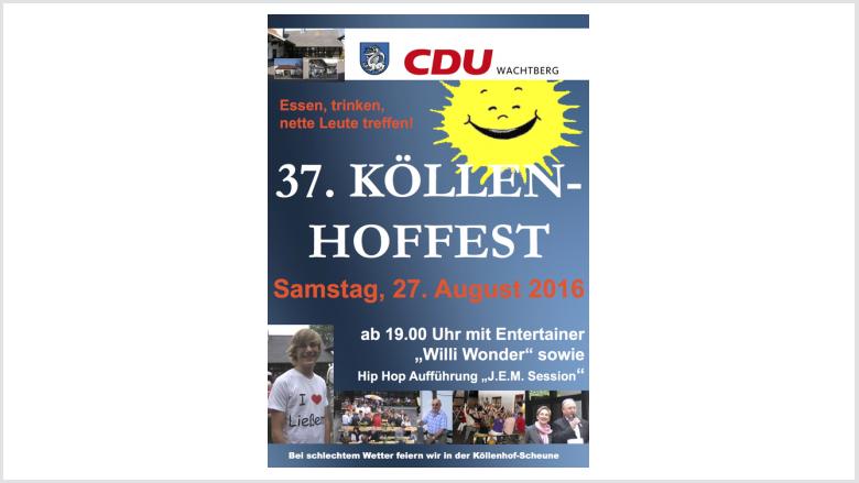 37. Köllenhoffest am 27. August ab 19 Uhr in Ließem
